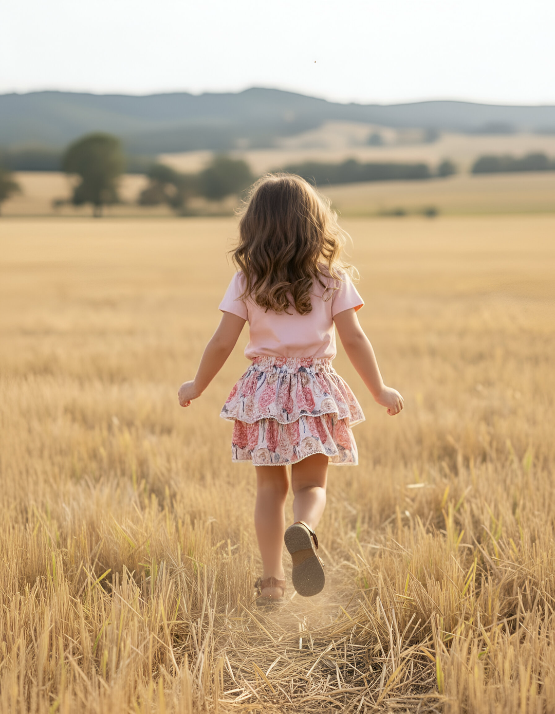 Girls Frilly Skirt - Pink Blossom