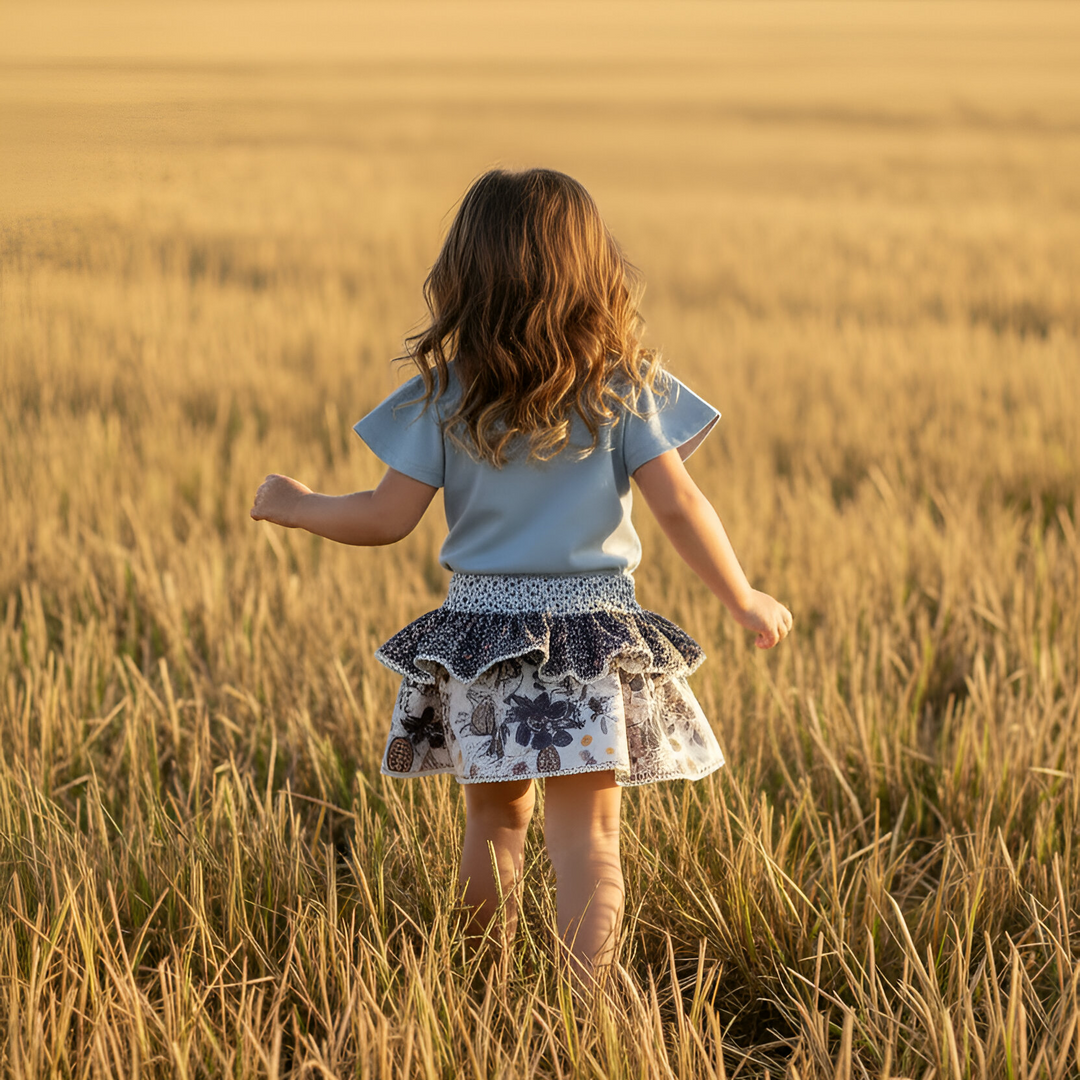 Girls Frill Sleeve Top - Blue