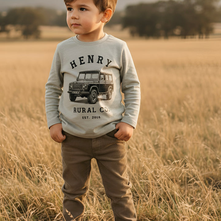 Boys LS Tee - Land Rover Print - Sage