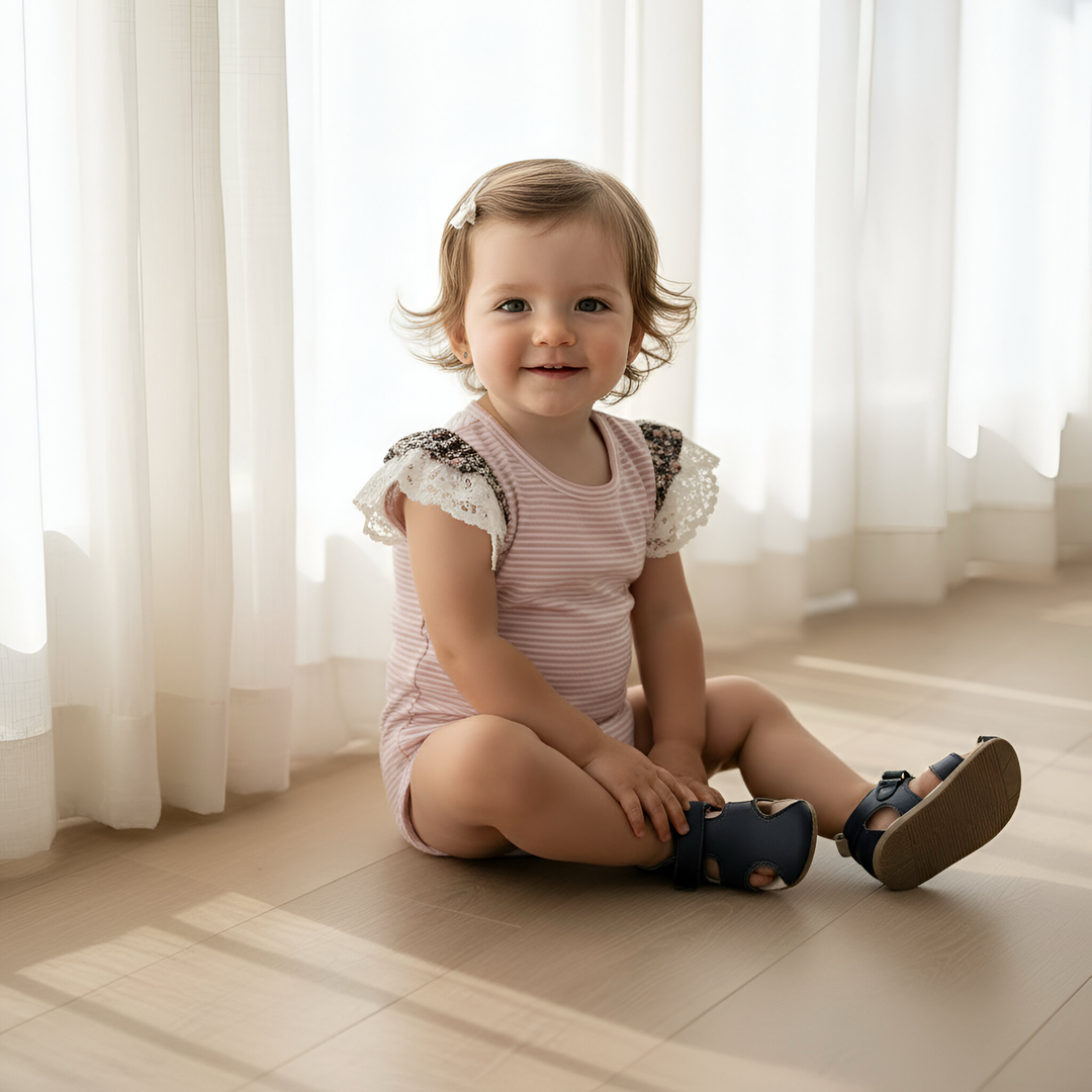 Baby Girls Knit Romper - Pink Stripe