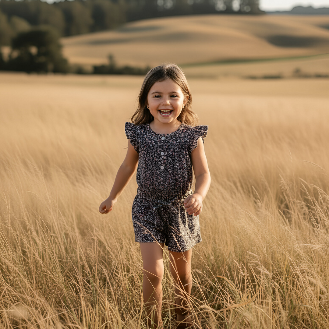 Girls Chloe Playsuit - Vintage Posy