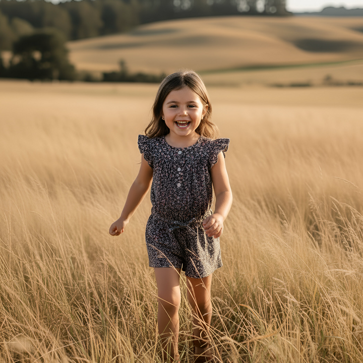 Girls Chloe Playsuit - Vintage Posy