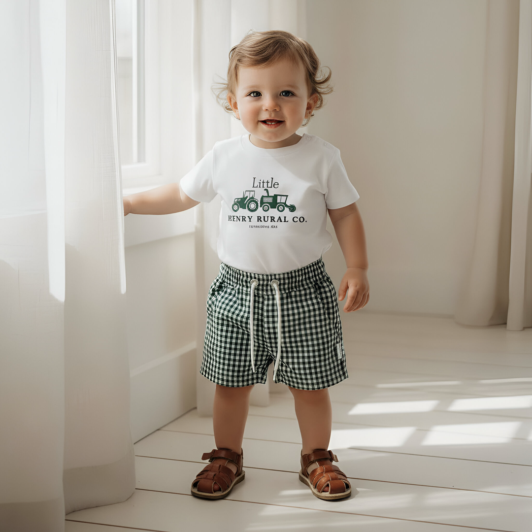 Baby Boys Sonny Short - Green Gingham 26