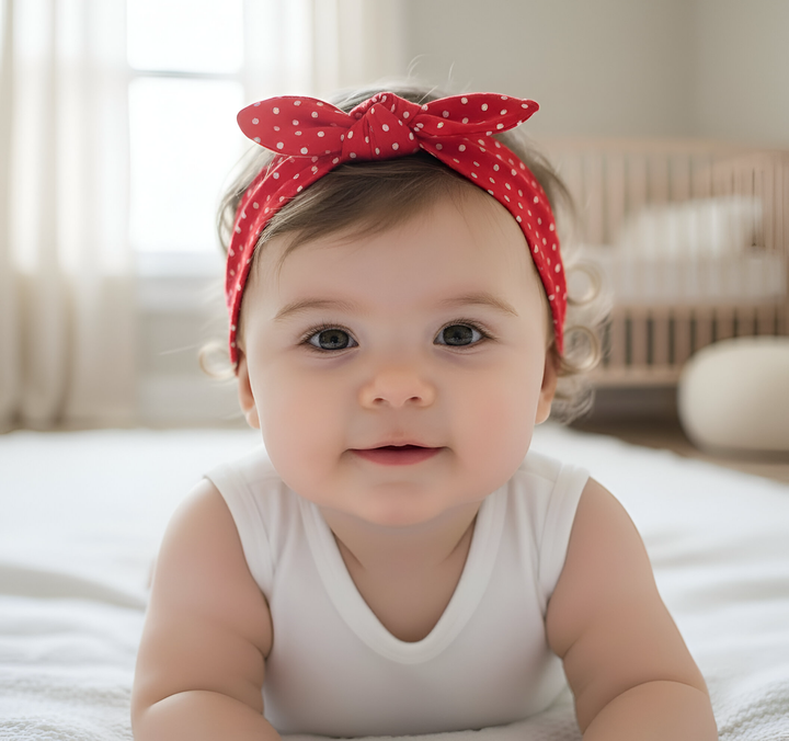 Girls Headband - Red Polka Dots
