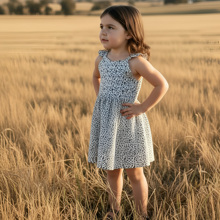 Girls Ellie Dress - Navy Daisy
