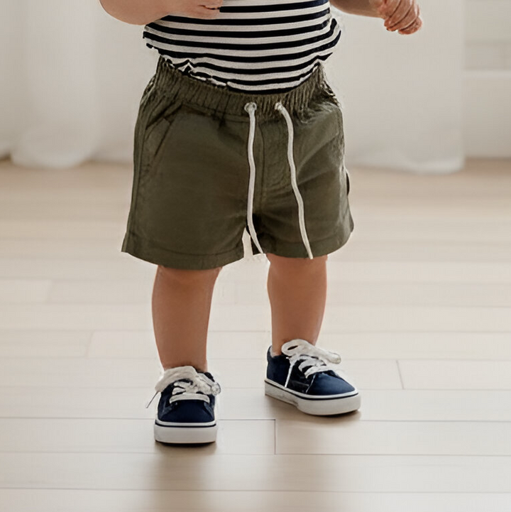 Baby Boys Sonny Short - Olive Brown Linen 26