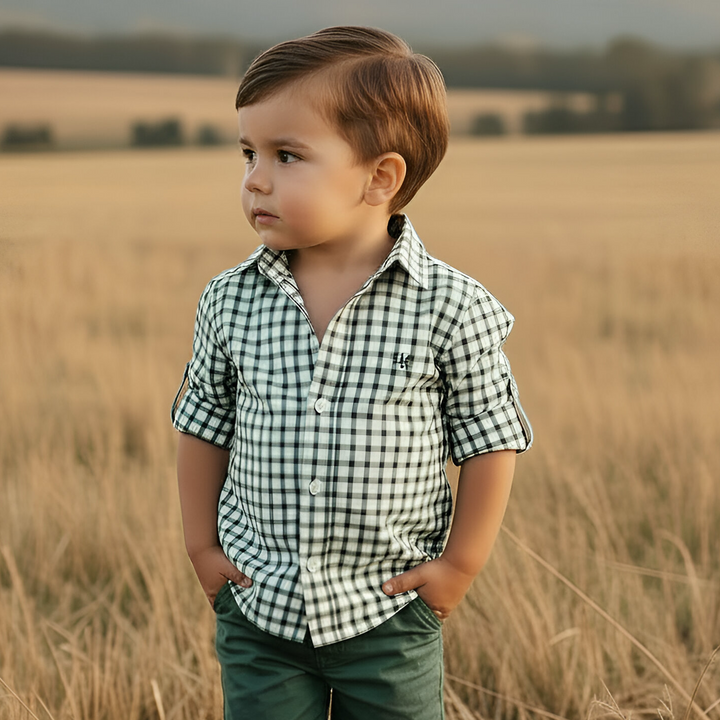 Boys Oxford Dress Shirt - Green Check 26