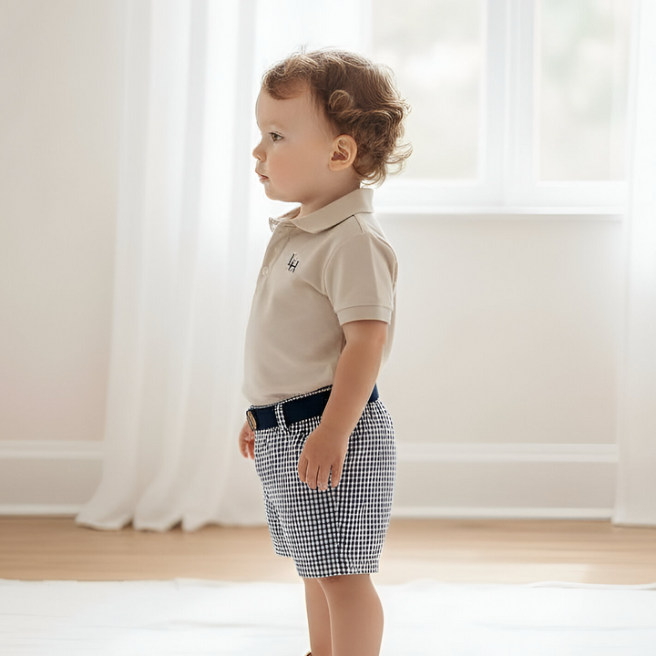 Baby Boys Oscar Shorts - Navy Gingham 26