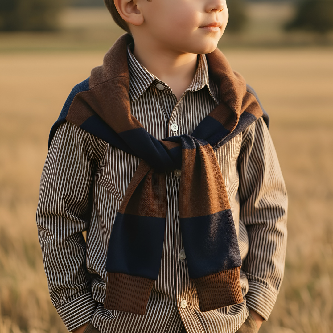 Boys Oxford Dress Shirt - Chestnut Stripe