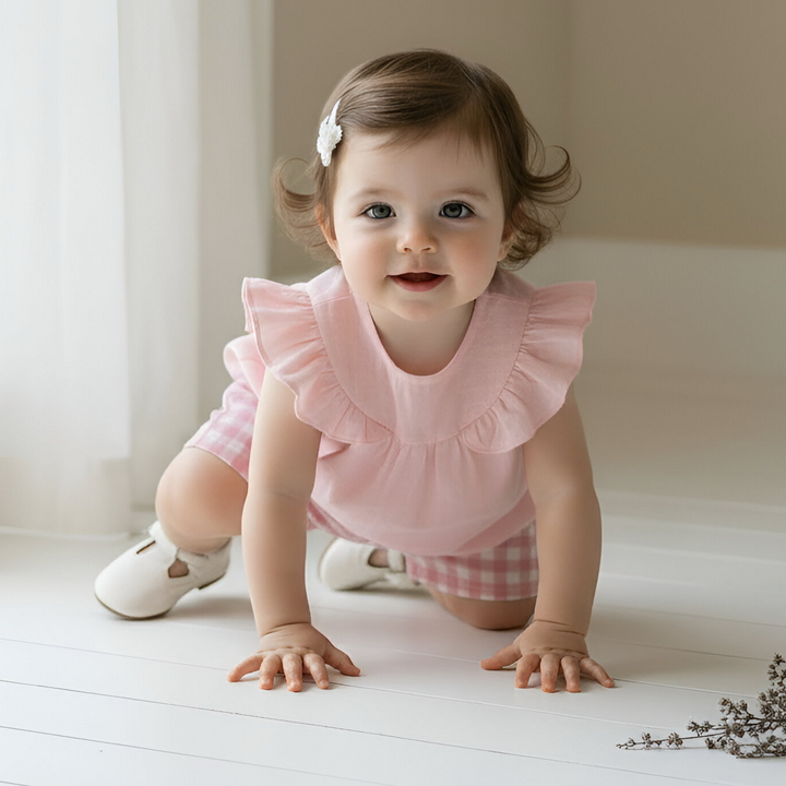 Baby Girls Lucy Shorts - Pink Check