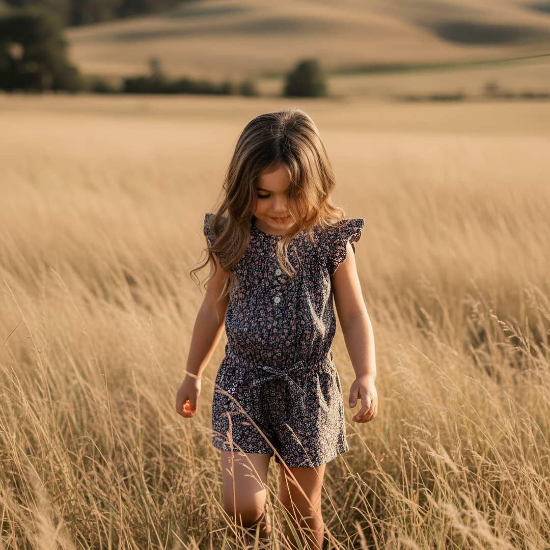 Girls Chloe Playsuit - Vintage Posy
