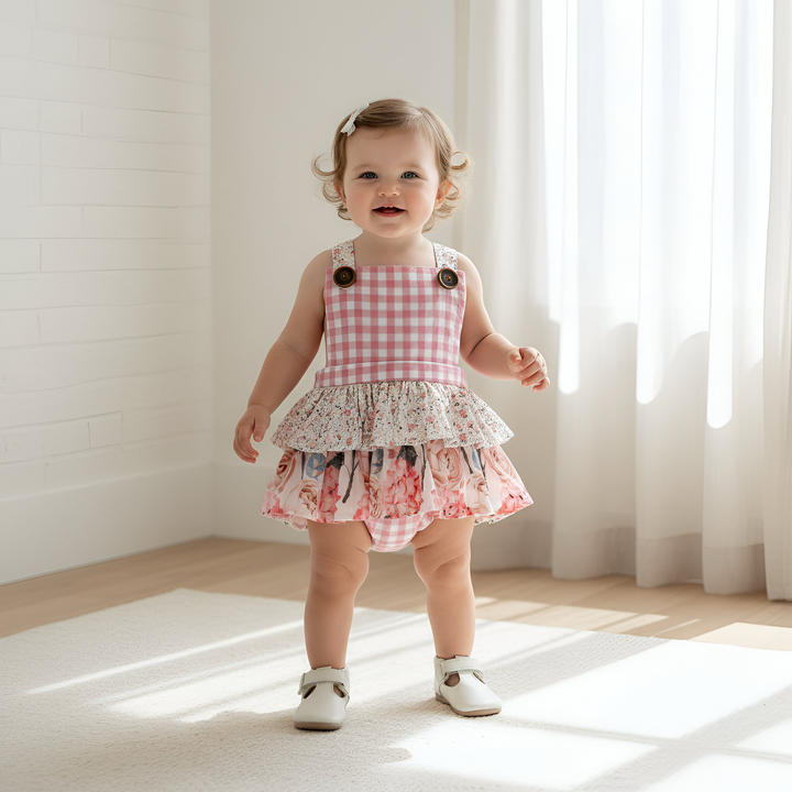 Baby Girls Frilly Playsuit -  Pretty Blossom