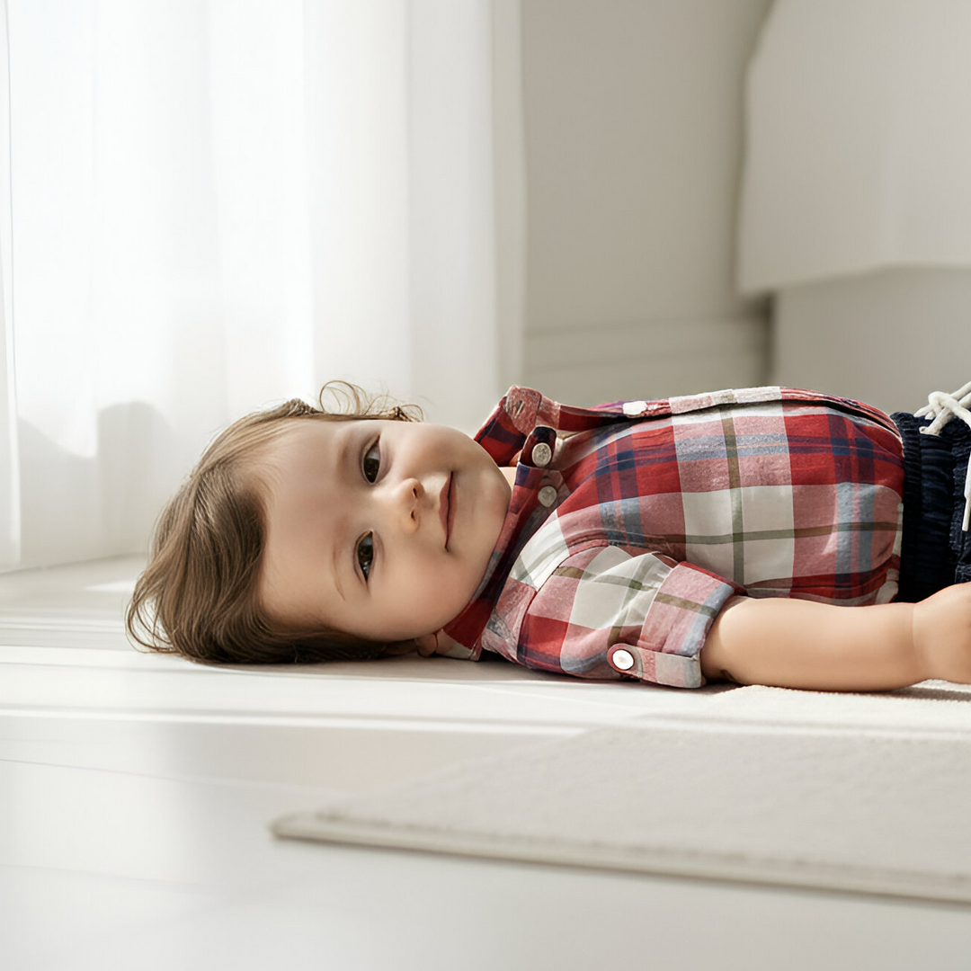 Baby Boys Dress Shirt Romper - Red Plaid