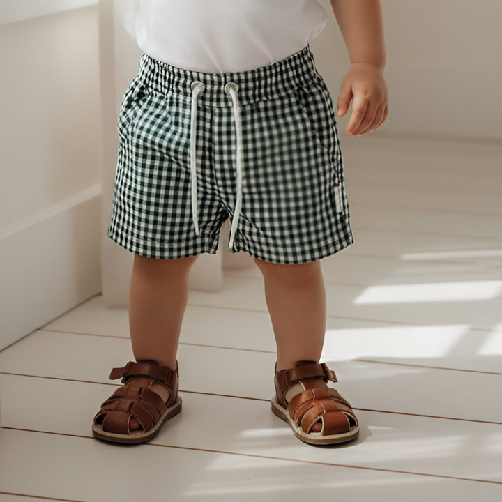 Baby Boys Sonny Short - Green Gingham 26