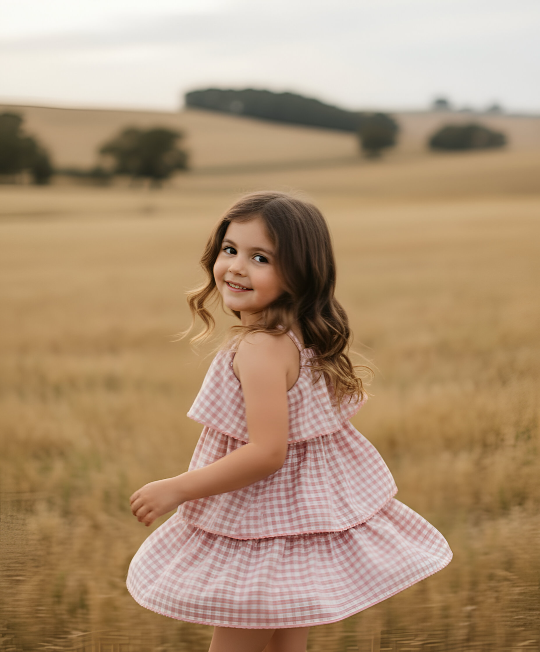 Girls Sadie Dress - Pink Check