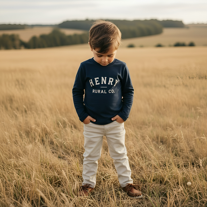 Boys LS Tee - Henry Rural Co - Navy