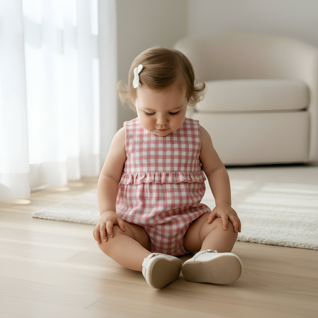 Baby Girls Nora Playsuit - Pink Check