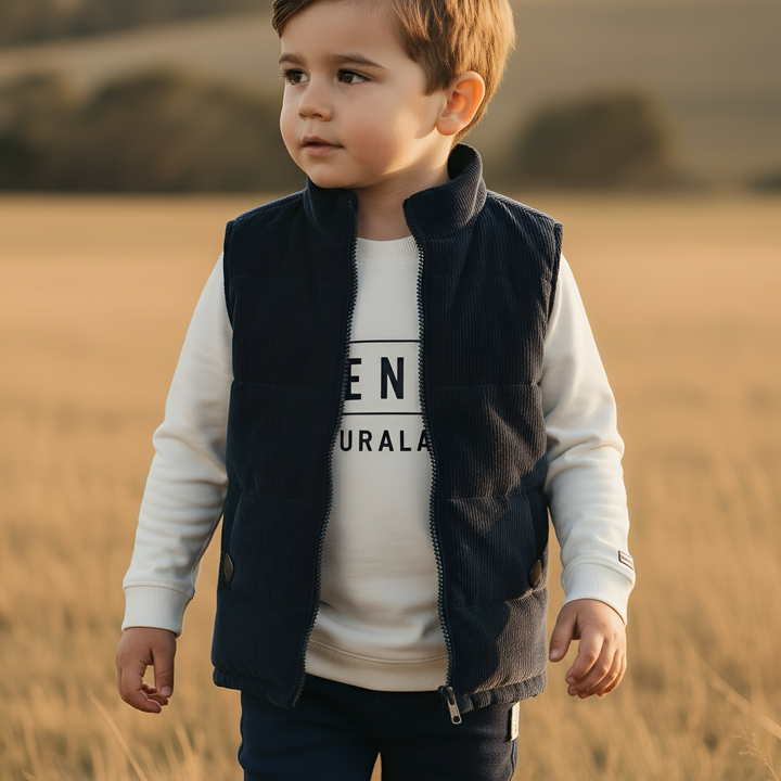 Boys Cooper Puffer Vest - Navy Corduroy