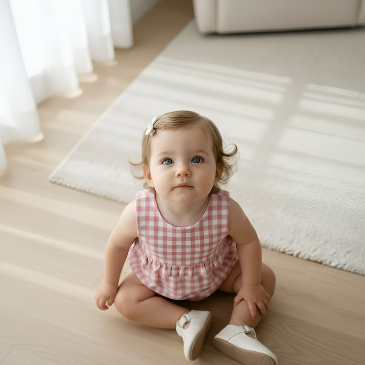 Baby Girls Nora Playsuit - Pink Check