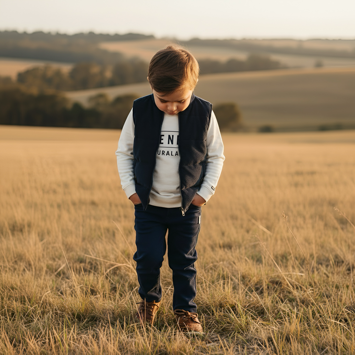 Boys Cooper Puffer Vest - Navy Corduroy