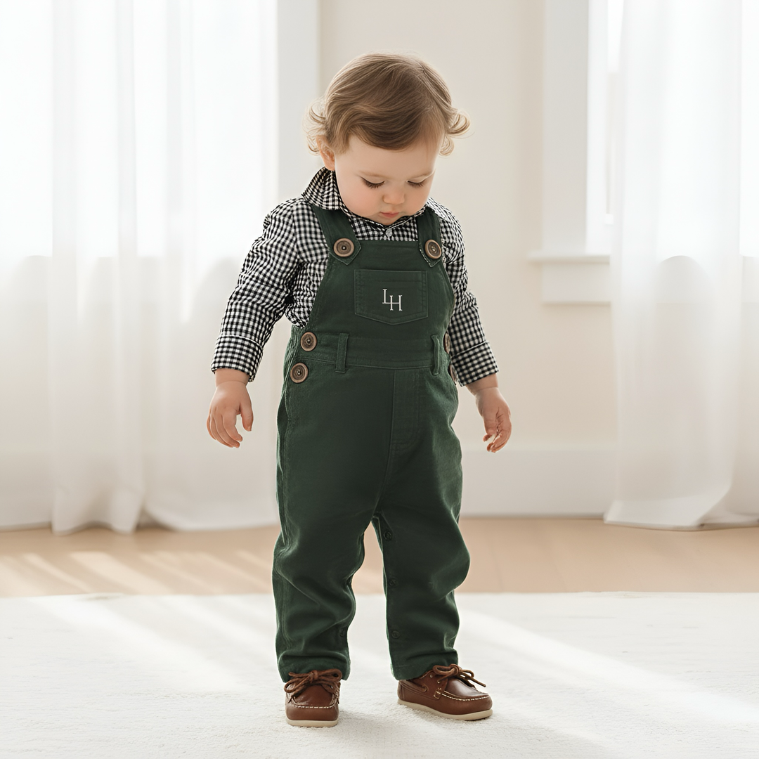 Baby Boys Roy Dungaree - Olive Corduroy