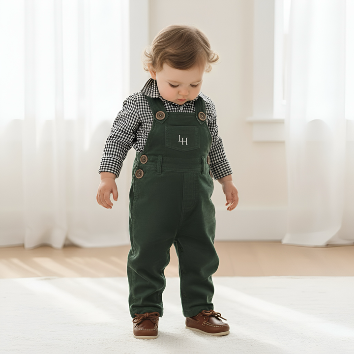 Baby Boys Roy Dungaree - Olive Corduroy