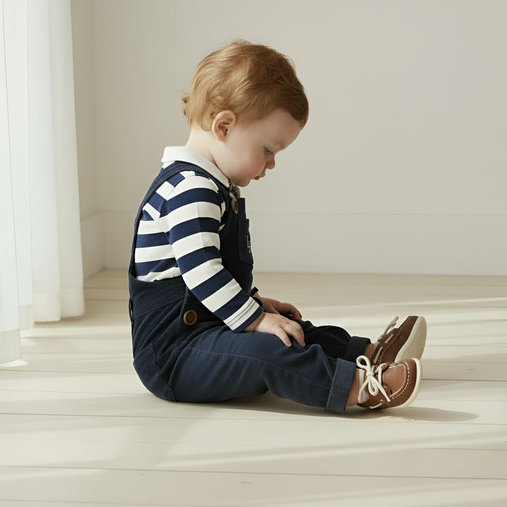 Baby Boys Roy Dungaree - Navy Corduroy