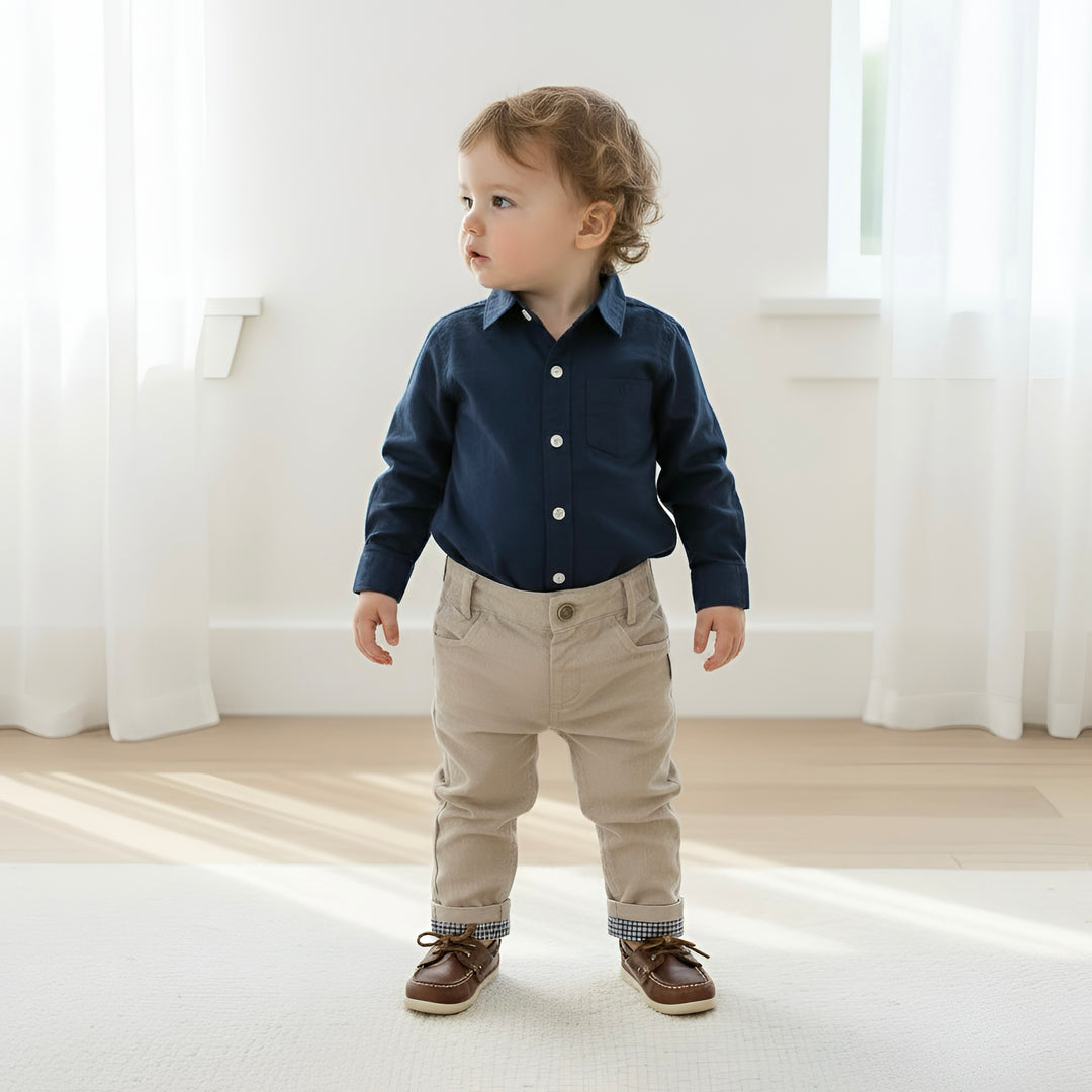 Baby Boys Dress Shirt Romper - Navy