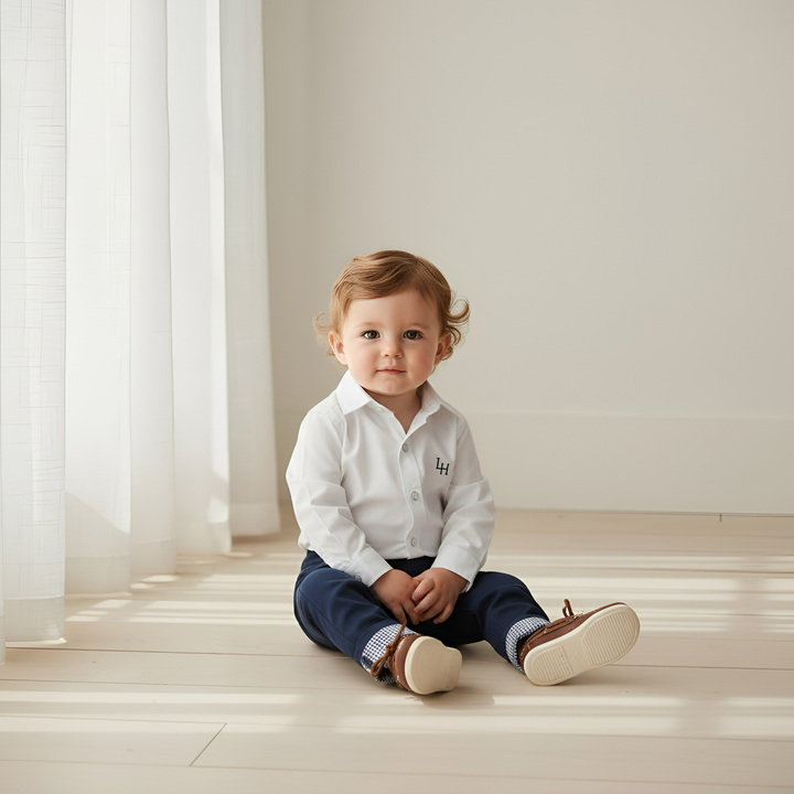 Baby Boys Dress Shirt Romper - White