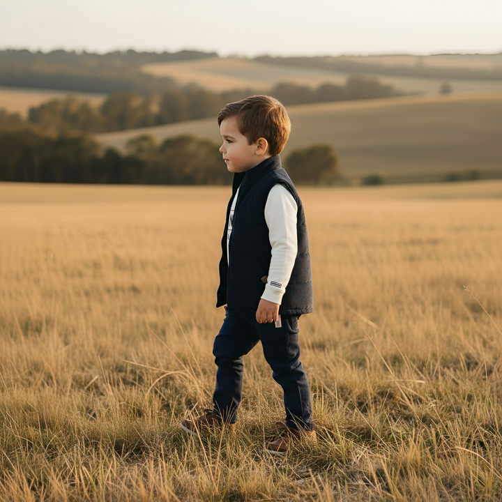 Boys Cooper Puffer Vest - Navy Corduroy