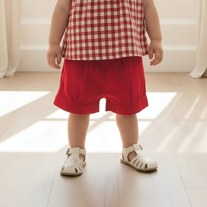 Baby Girls Lucy Shorts - Red Linen