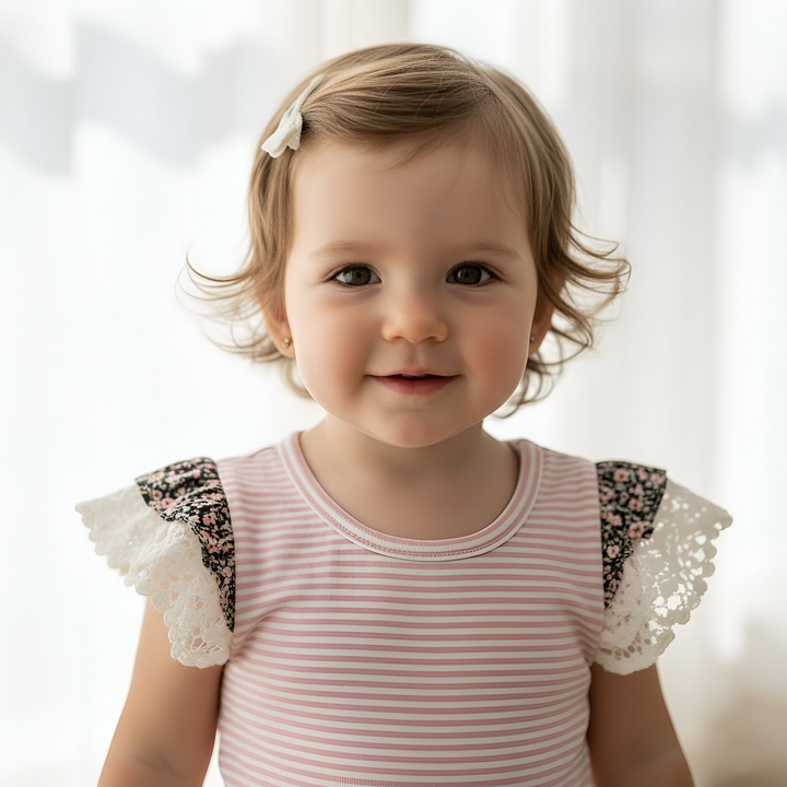 Baby Girls Knit Romper - Pink Stripe