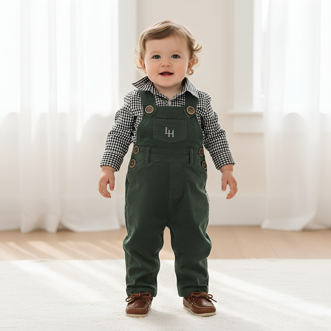 Baby Boys Roy Dungaree - Olive Corduroy
