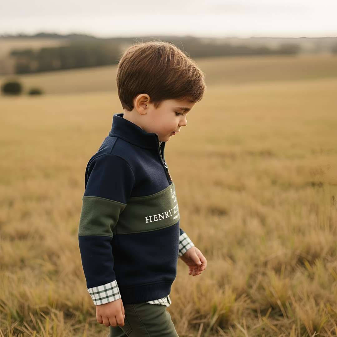 Boys Rural Co Sweater - Navy/Dark Olive