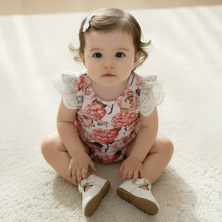 Baby Girls Knit Romper - Pink Blossom
