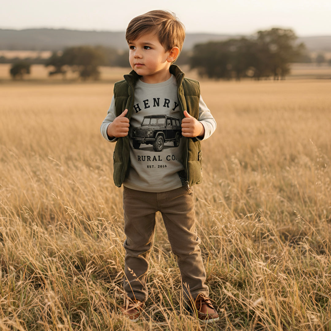 Boys LS Tee - Land Rover Print - Sage