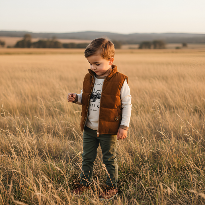 Boys Cooper Puffer Vest - Dark Chestnut