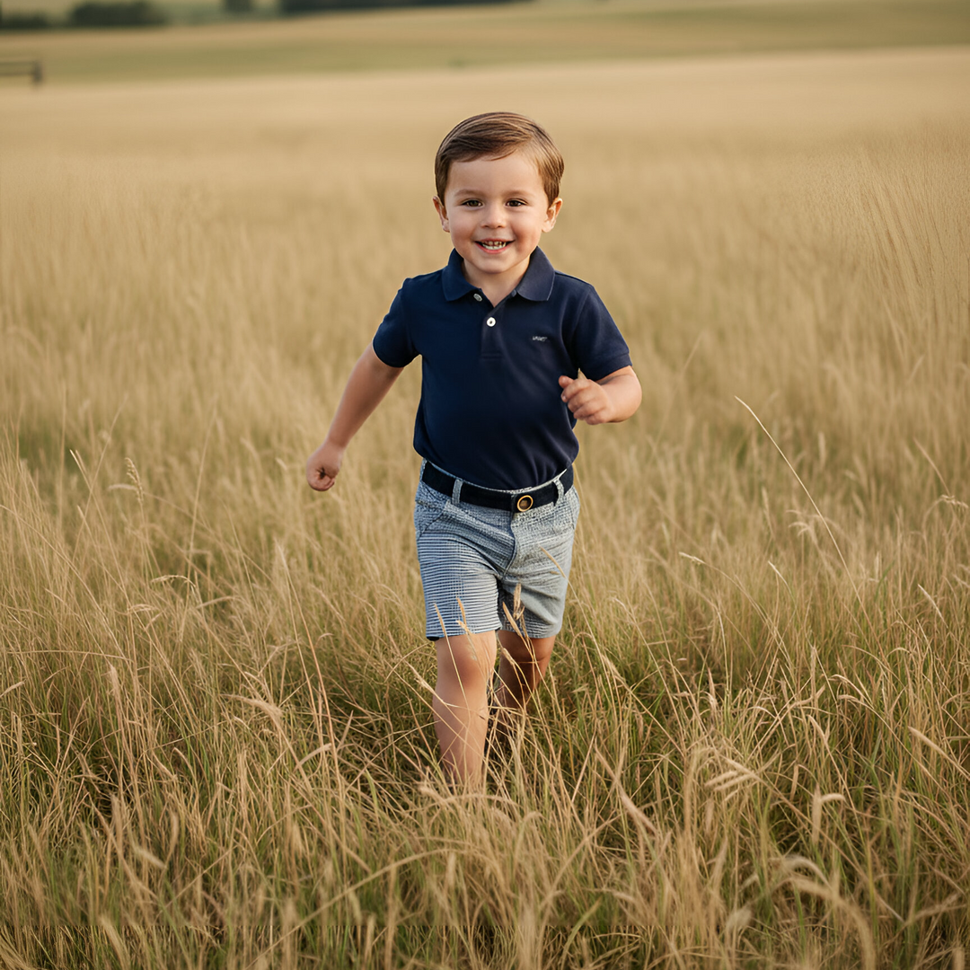 Boys Oscar Shorts - Navy Gingham 26
