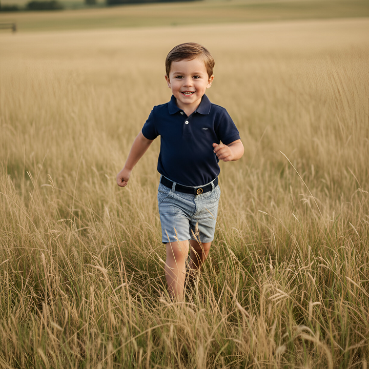 Boys Oscar Shorts - Navy Gingham 26
