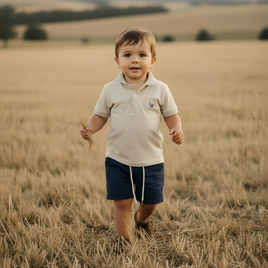 Boys Polo Shirt - Beige Grey 26