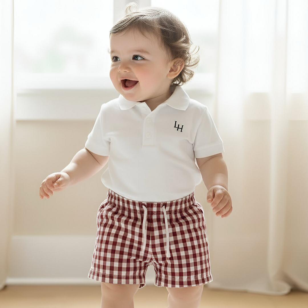 Baby Boys Polo Romper - White