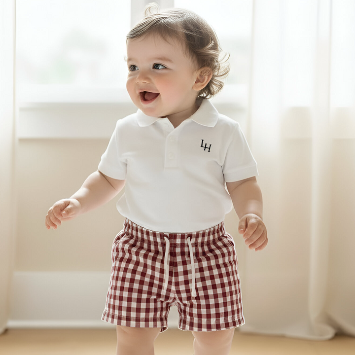 Baby Boys Polo Romper - White
