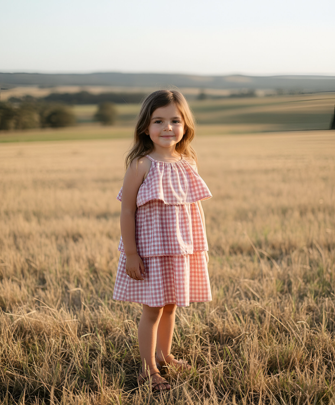 Girls Sadie Dress - Pink Check