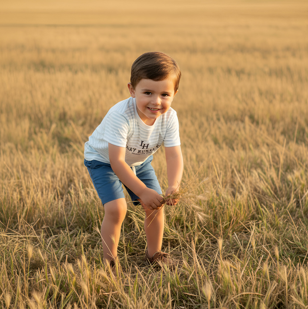 Boys Henry Rural Co Tee - Light Blue Stripe 26
