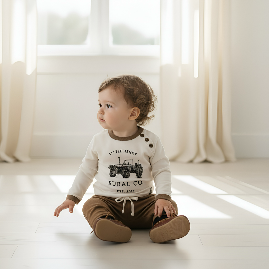 Baby Boys LS Graphic Tee - Vintage Tractor