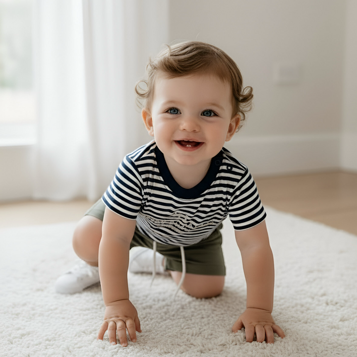 Baby Boys Henry Rural Co Tee - Navy White Stripe 26