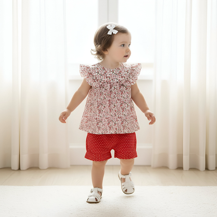 Baby Girls Lucy Shorts - Red Polka Dots