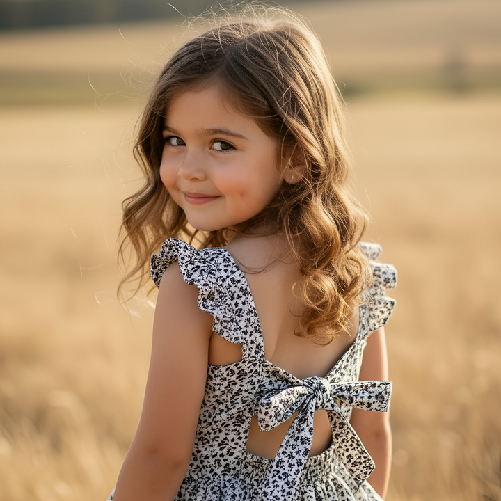 Girls Ellie Dress - Navy Daisy