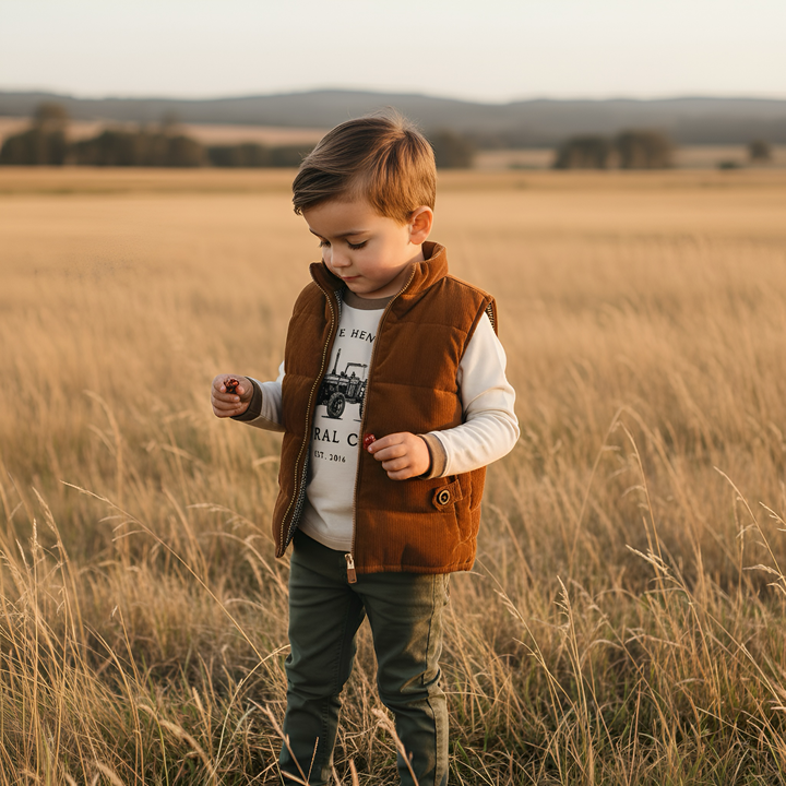 Boys Cooper Puffer Vest - Dark Chestnut