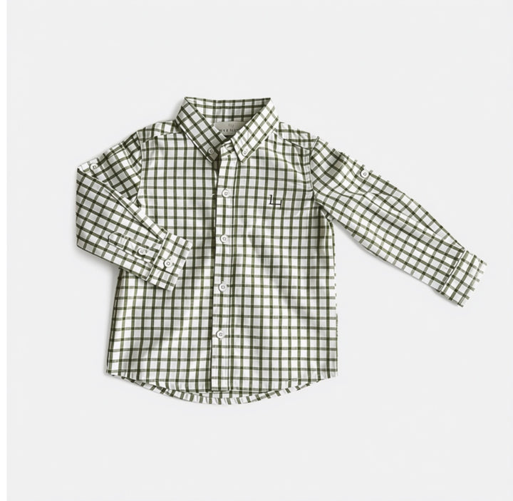 Boys Oxford Dress Shirt - Olive Check